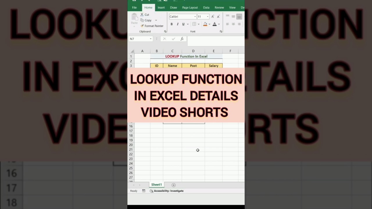 How To Use Lookup Function In Excel shorts cut tips tricks video 