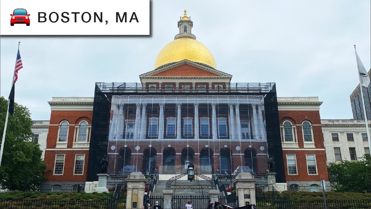 4K Driving Tour: Downtown Boston, Massachusetts (& State House)