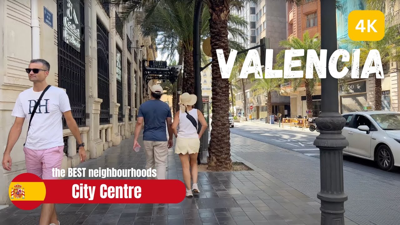 [4K] Summer in Valencia City Centre - Hot Summer walking tour