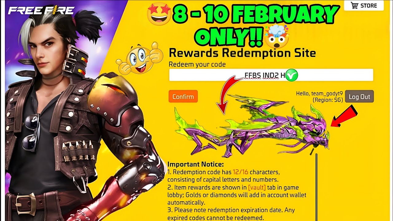 FREE FIRE REDEEM CODE TODAY 8 FEBRUARY |FF REWARDS REDEEM CODE | FF REDEEM CODE TODAY 8 FEBRUARY