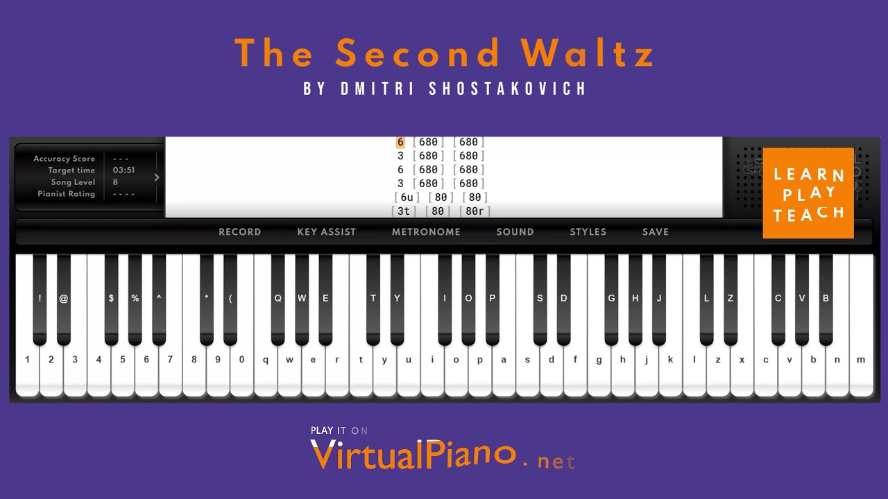 The Second Waltz on Virtual Piano - #EXPERT