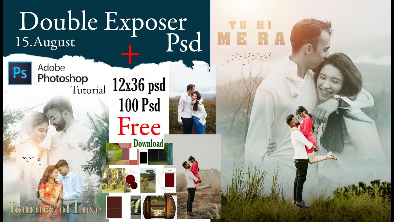 Best Create a Double Exposure in 2 min with Photosho l 2x36 Wedding Album design Template  ||