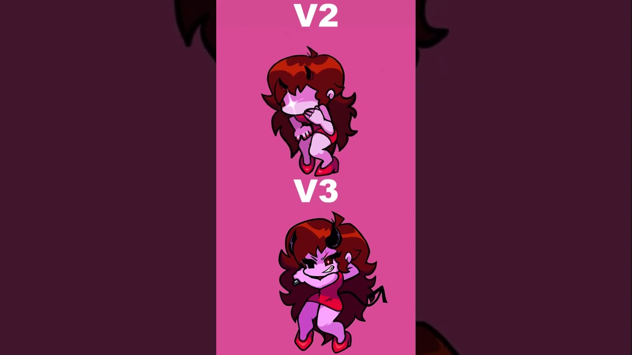FNF - GF RESKIN [V2 VS V3] (SPRITES) (FNF MOD) #shorts