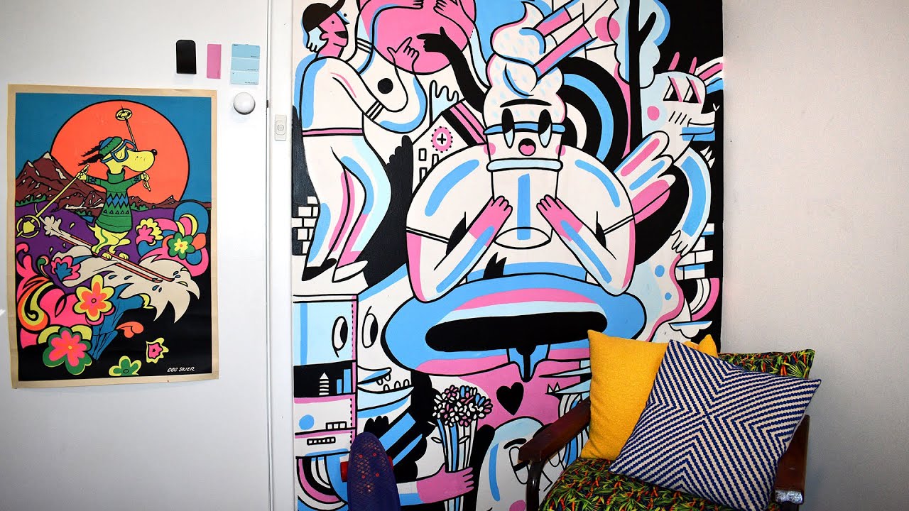 Painting a wall mural |  art time-lapse