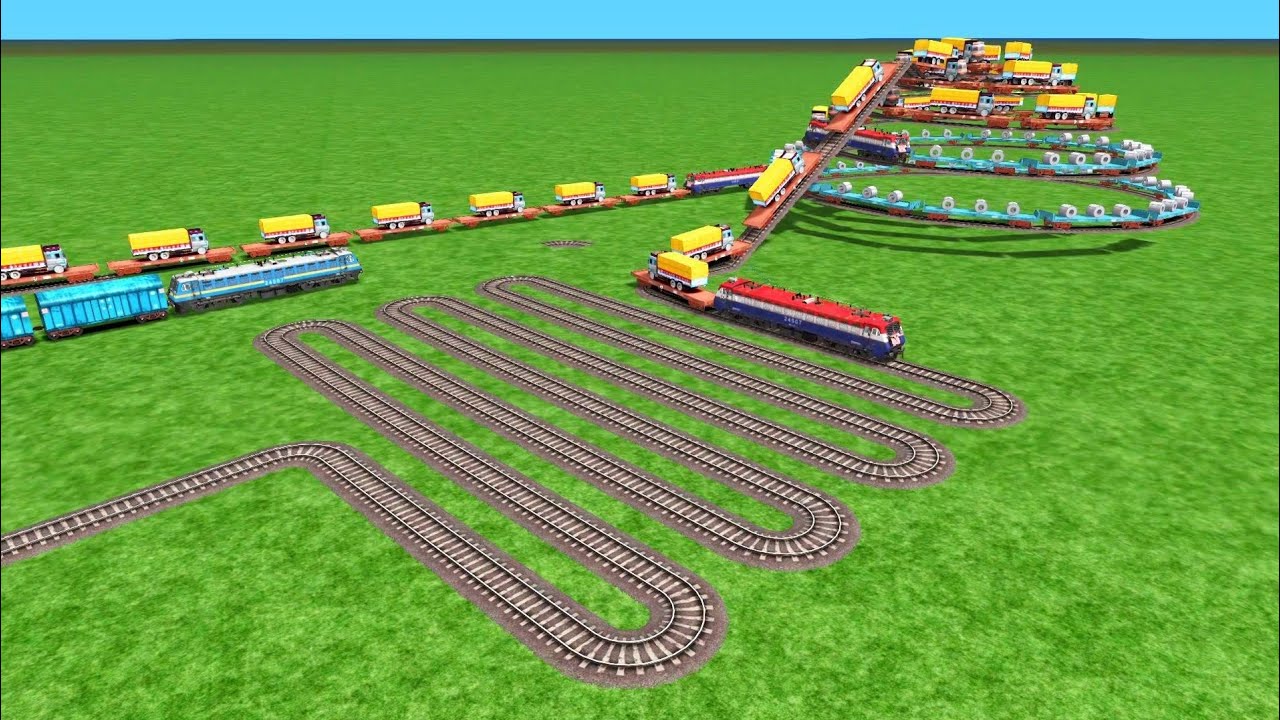 ONE TRACK TWO TRACK Curve🌀 CIRCLE ⭕️ CROSSING With BUMPY CROSSING AND RAILCROSSING |Train Simulation