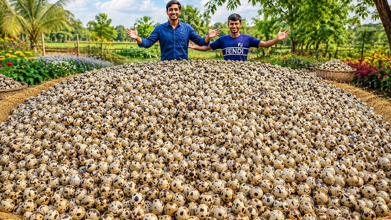Traditional Quail Egg Masala Cooking | Serving Food to Village People.