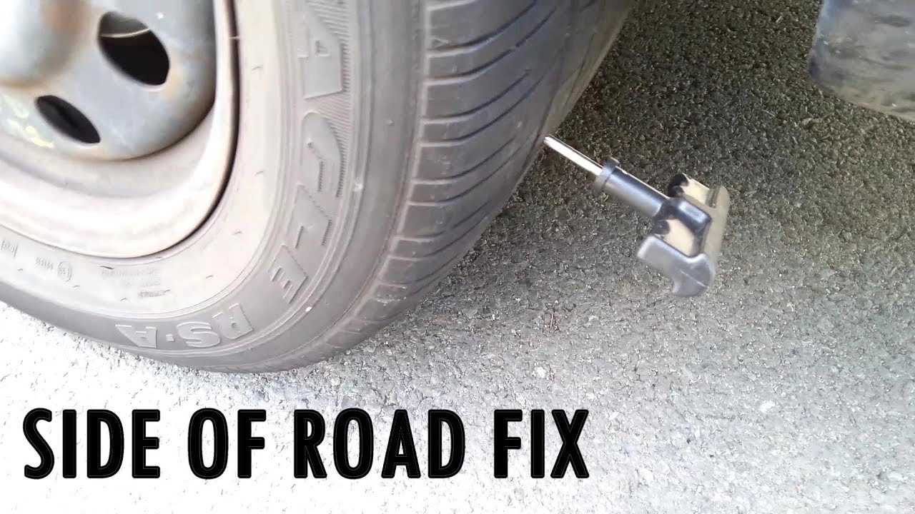 Stranded on Side of Road Flat Tire Fix - screw puncture repair I use tire plug kit