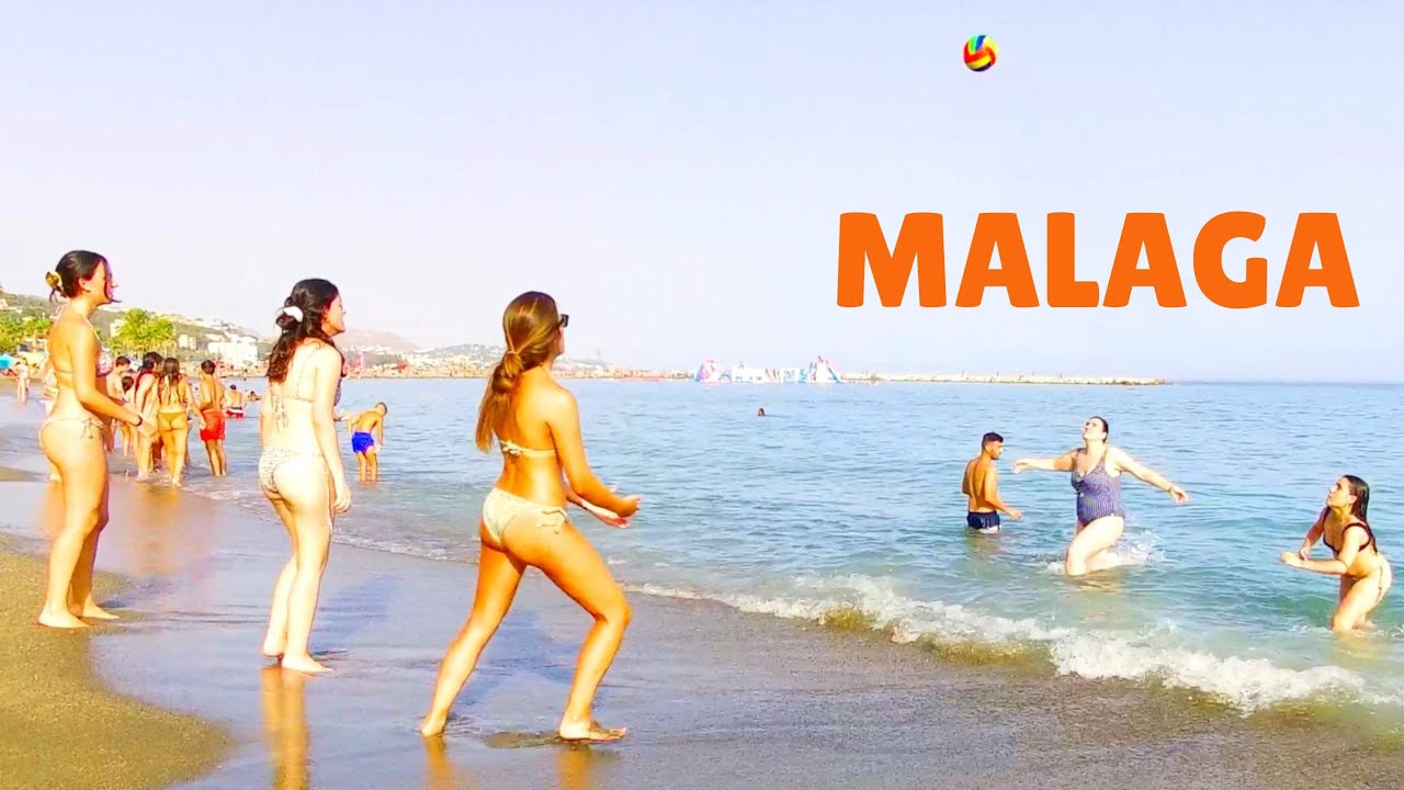 Malaga City Spain Beach Walk Playa La Malagueta Summer Costa del Sol [4K]