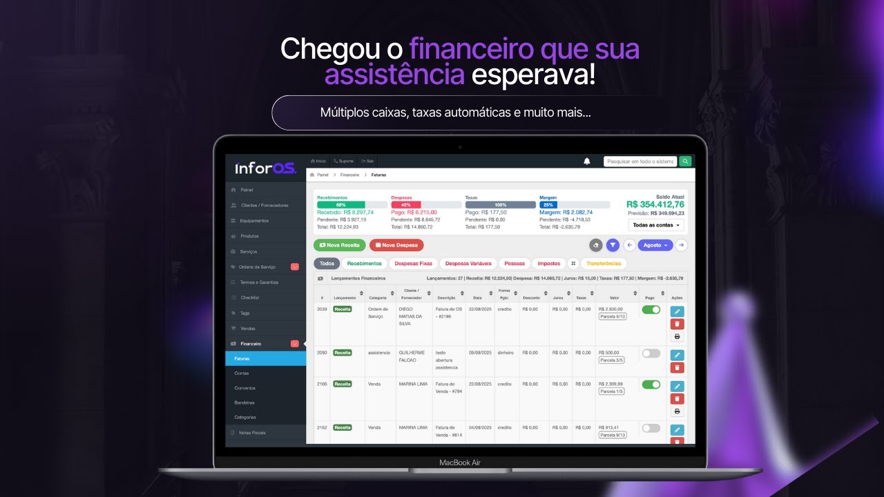 InforOS | 📊 Novo Módulo Financeiro – Organize de vez as finanças da sua Assistência