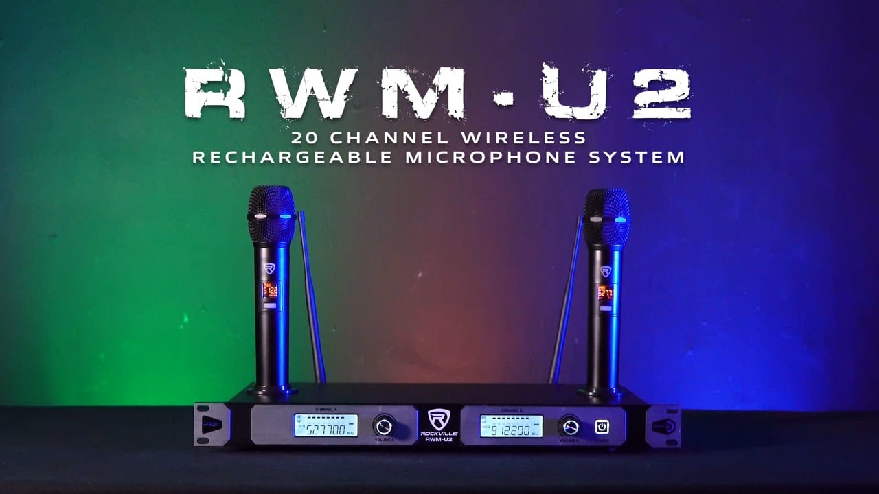 The Rockville RWM-U2 20 Ch Dual UHF Handheld Rechargeable Wireless Microphone System