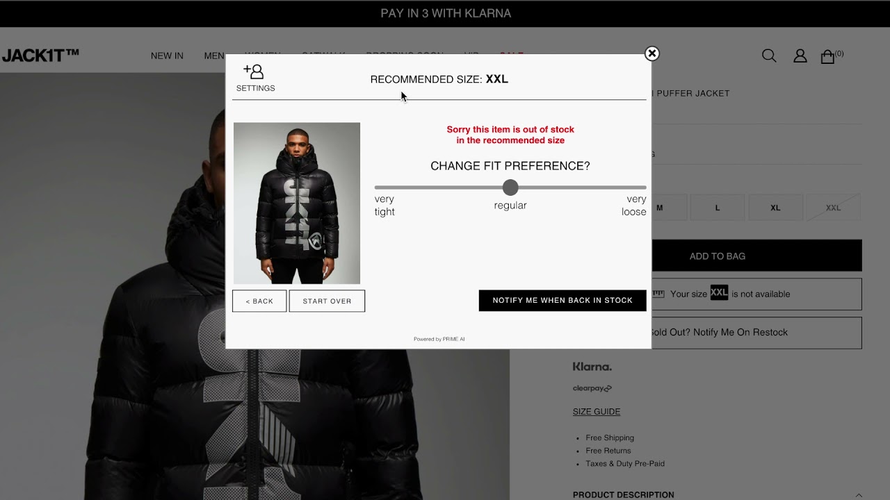 Back in stock alerts, sizing and dynamic product recommendation engines