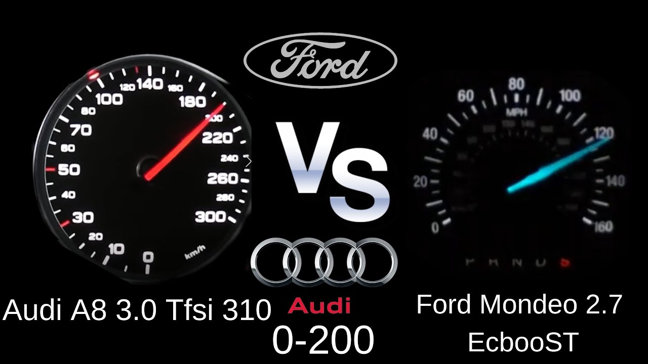 Audi A8 3.0 Tfsi 310 Hp VS Ford Mondeo 2.7 EcoBooST 325 Hp 0-200 yarış