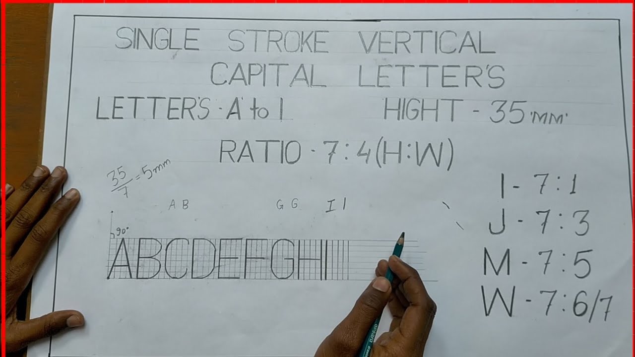 #1 Single Stroke Vertical Capital letter's A to I in Engineering Drawing,in Hindi,By -Satyam Singh