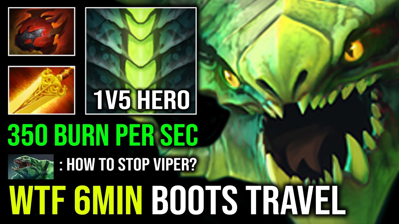 WTF 6MIN TRAVEL BOOTS Solo Mid Viper Global TP Gank 350 Burn Per Second Raid Boss Dota 2