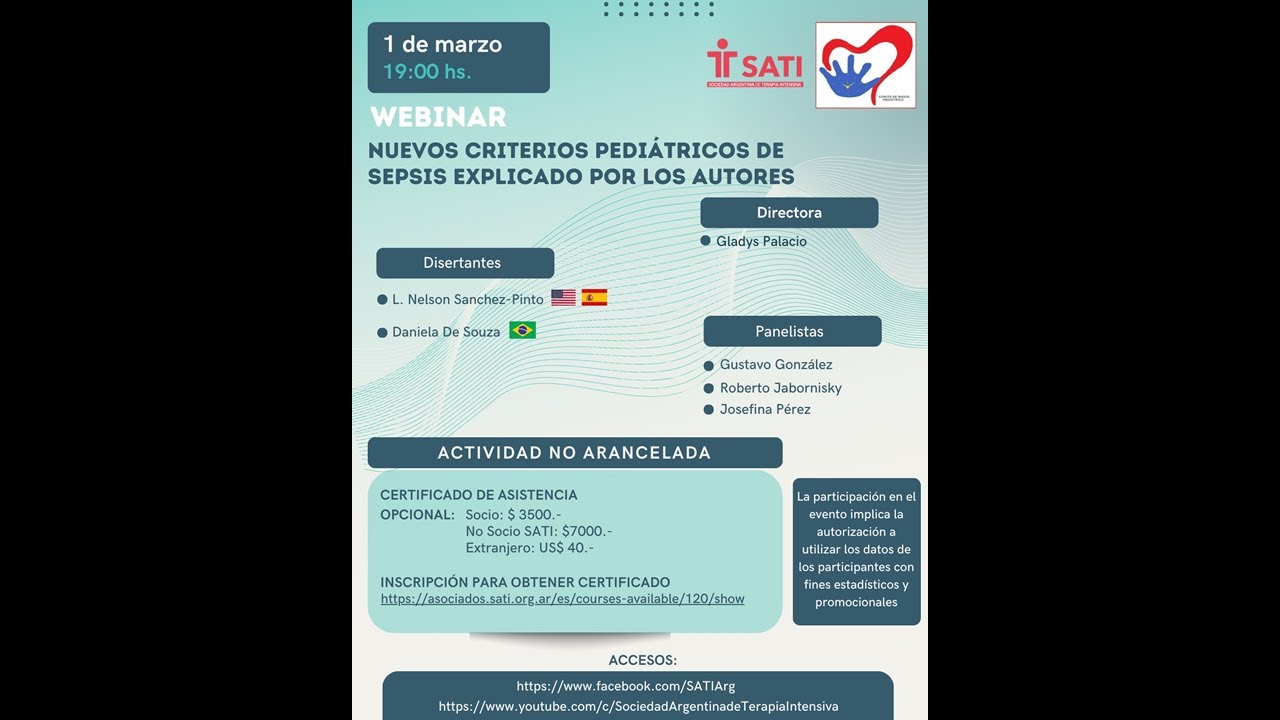 WEBINAR: NUEVOS CRITERIOS PEDIATRICOS DE SEPSIS EXPLICADO POR LOS AUTORES