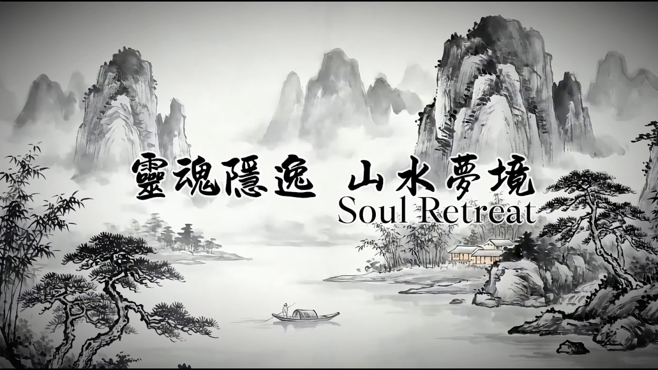 【Soul Retreat】Pure Ink Wash Dreamscape Deep Meditation, Stress Relief Sleep【靈魂隱逸】純黑白水墨山水夢境 古琴古筝 冥想解壓