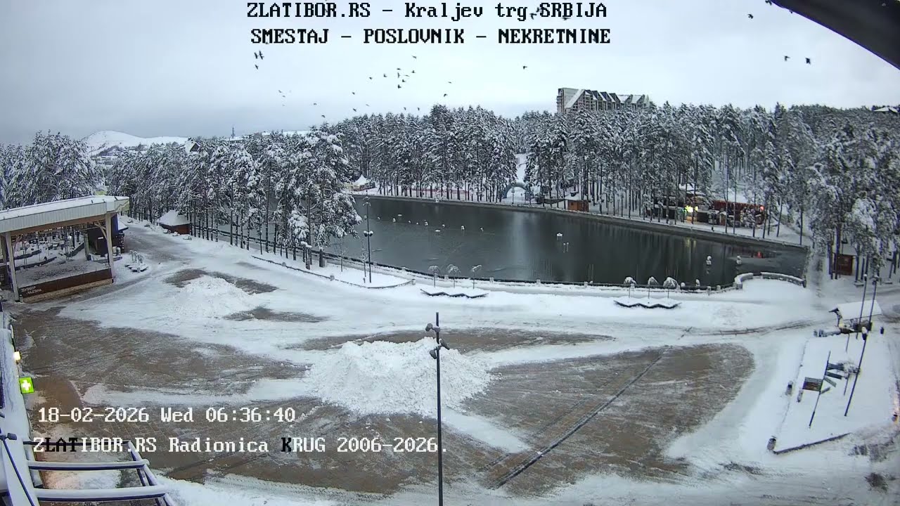 Zlatibor.rs Live kamera februar 2026. - Kraljev trg, jezero, Zlatibor