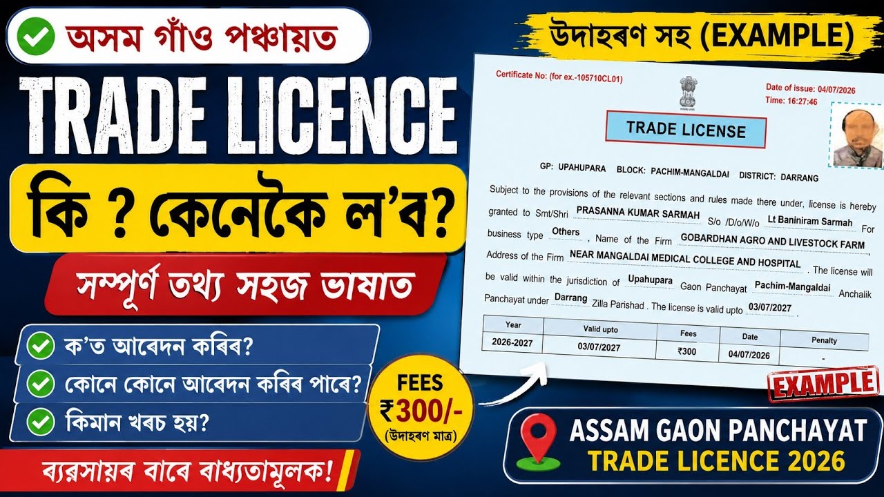 Assam Gaon Panchayat Trade Licence 2026 | How to Apply Online | Required Documents | Fees 