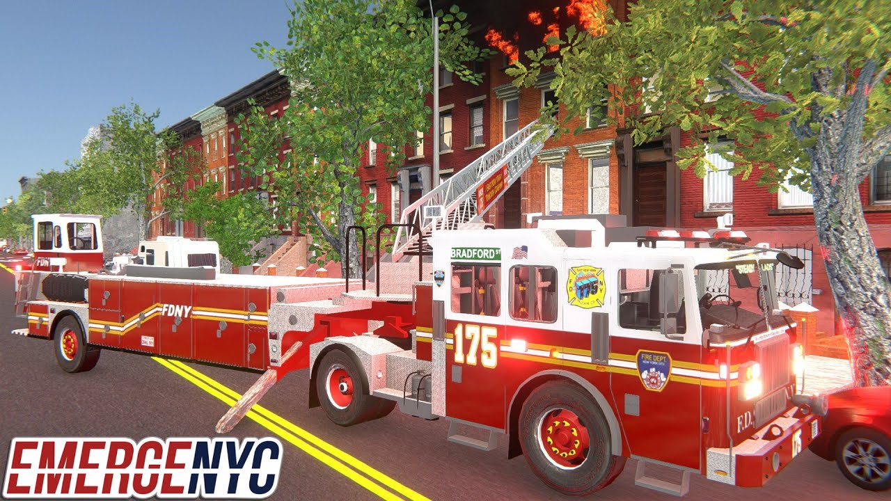 EmergeNYC FDNY Tiller Ladder 175 Responding To A House Fire With People Trapped In Brooklyn