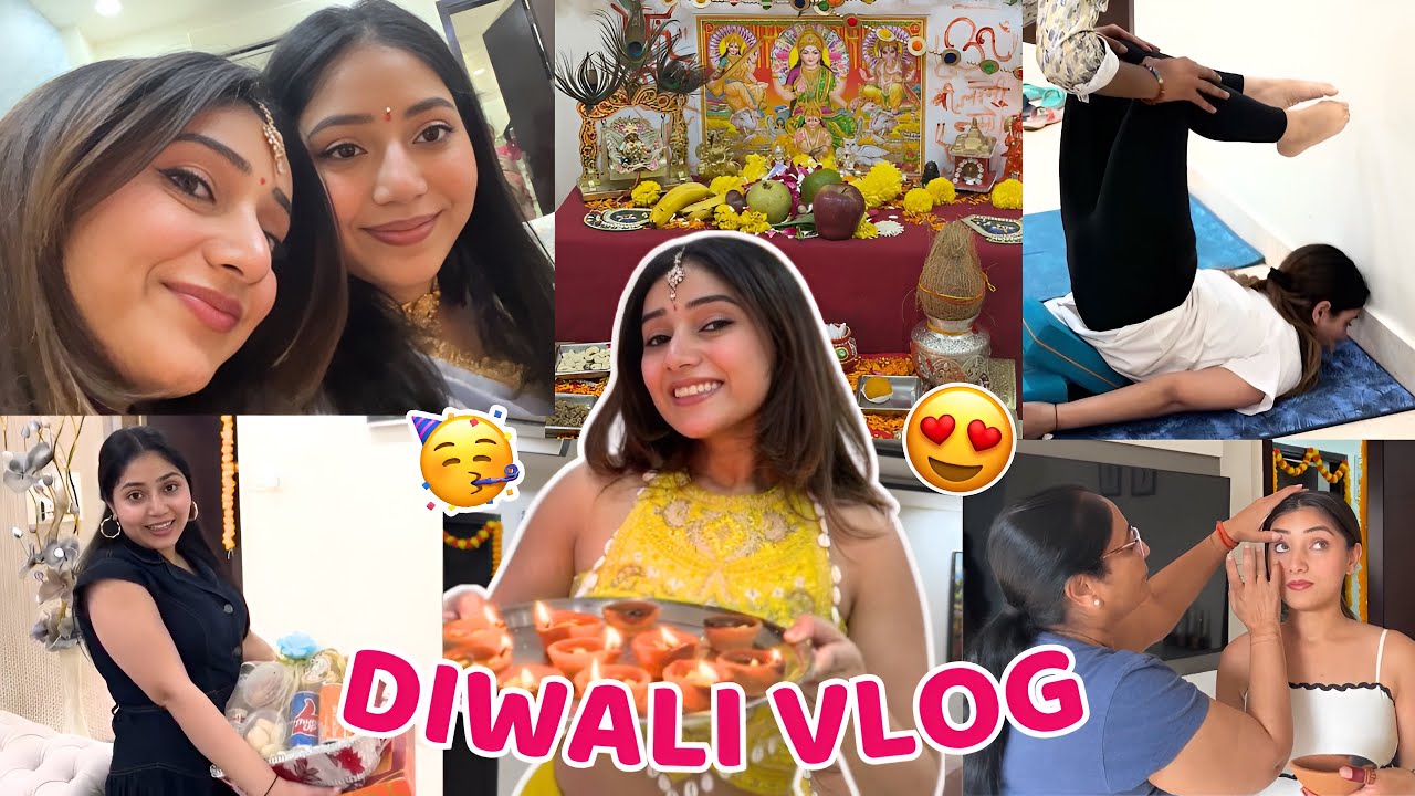 My Life On Diwali | Yoga 🧘‍♀️ + Food 😋 + Skincare + Gift 🎁 + Family + @thepaayaljain Video 