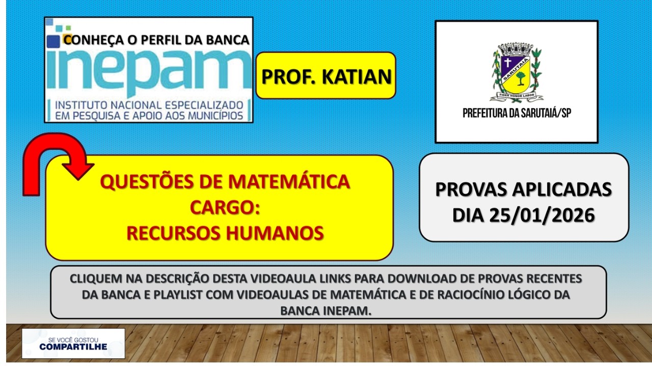INEPAM - Concurso Prefeitura Municipal de Sarutaiá/SP - Prova cargo de Recursos Humanos