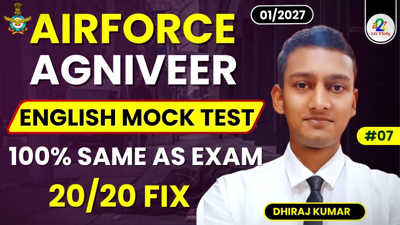 Airforce Agniveer English Mock Test 7 For 01/2027 Batch | Airforce Group X Y English Practice Set