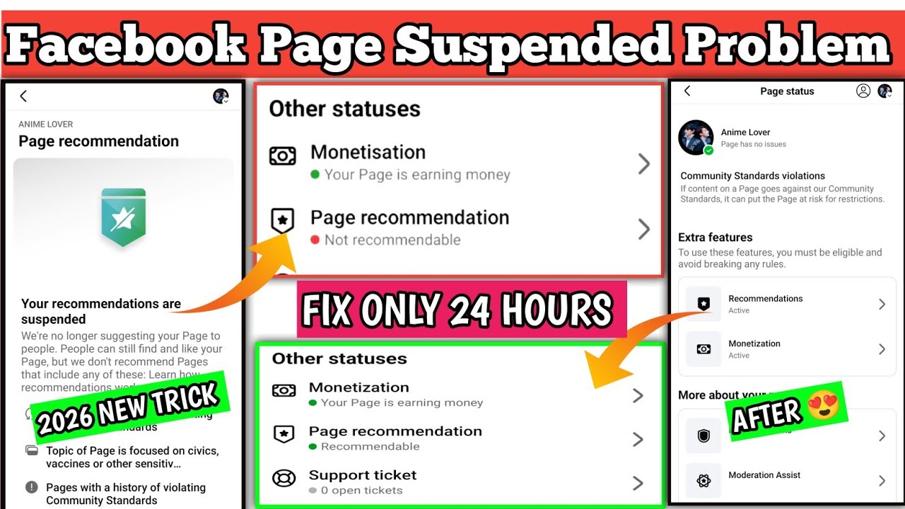 Facebook Recommendation Suspended Problem Fix 😍 | How To Fix Facebook Page Suspended Problem