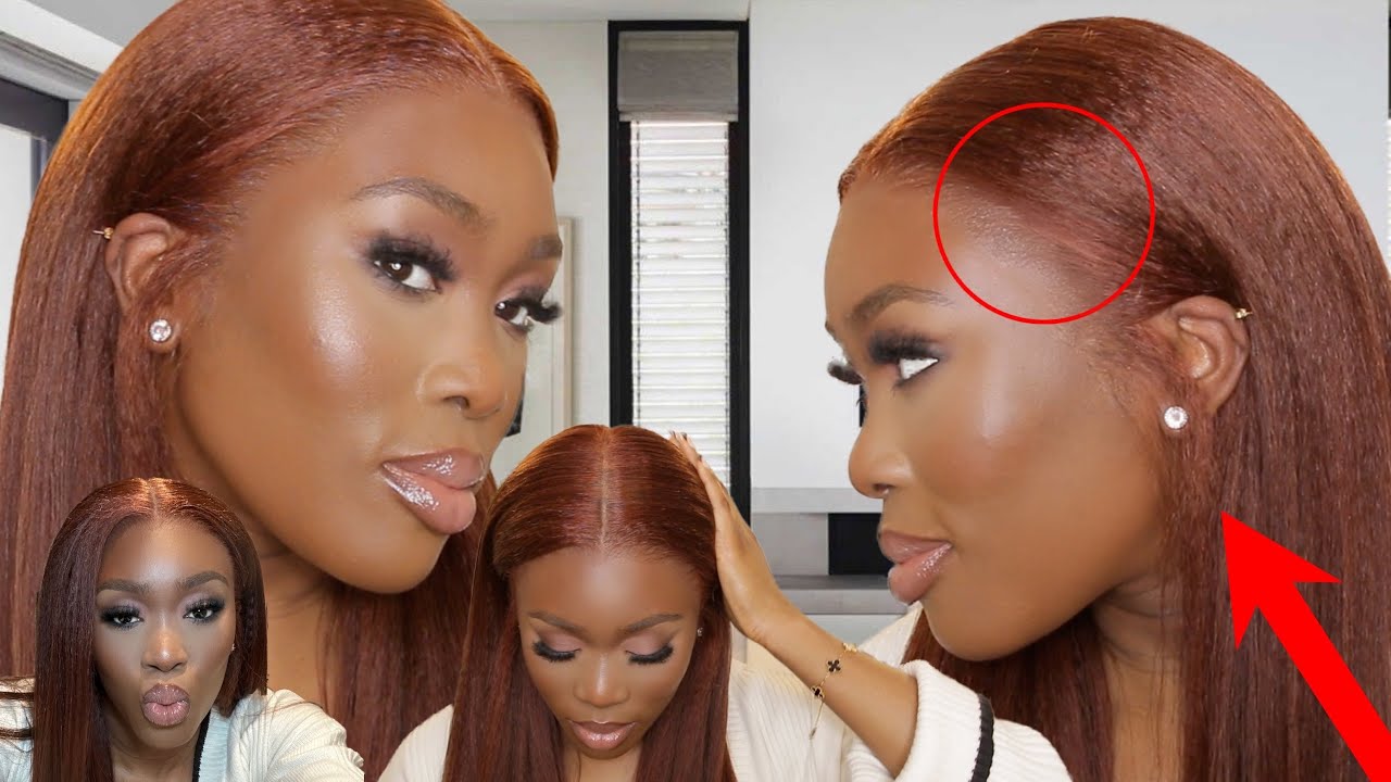 😳 NO DYE, NO PLUCKING, NO BLEACHING ‼️THE EASIEST AUBURN KINKY STRAIGHT WIG INSTALL ft WOWAFRICAN