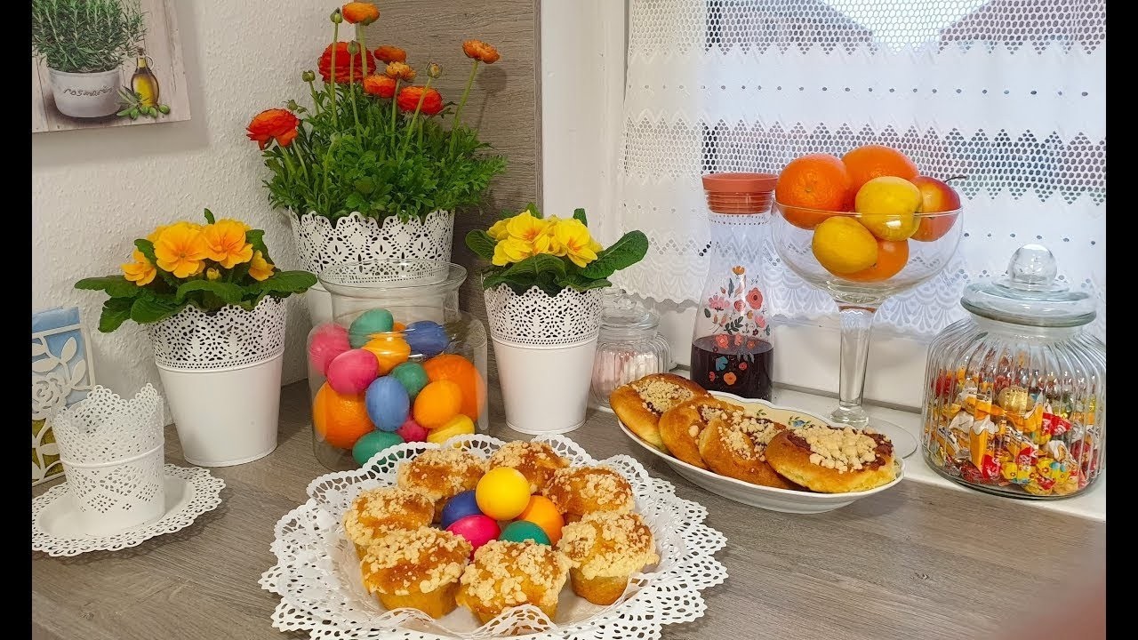 Oster Kranz!Пасхальный венок!Кухен !Ватрушки с крошкой!