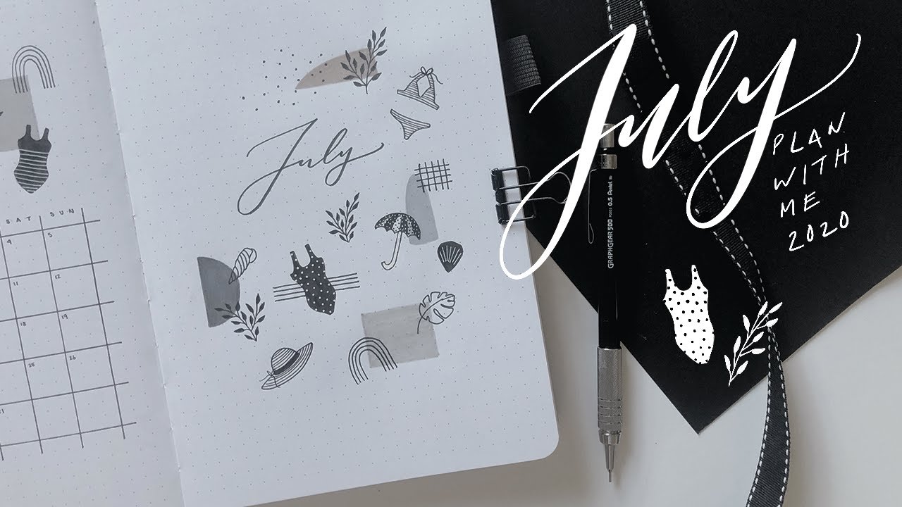 bullet journal | minimal beach theme | plan with me | july 2020