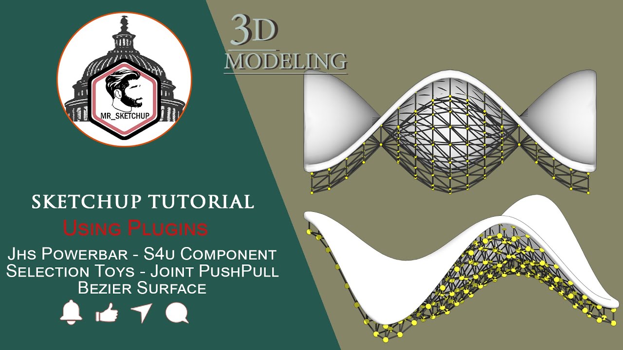 Sketchup tutorial parametric | Space Truss | Frame Structure on Curved Surface