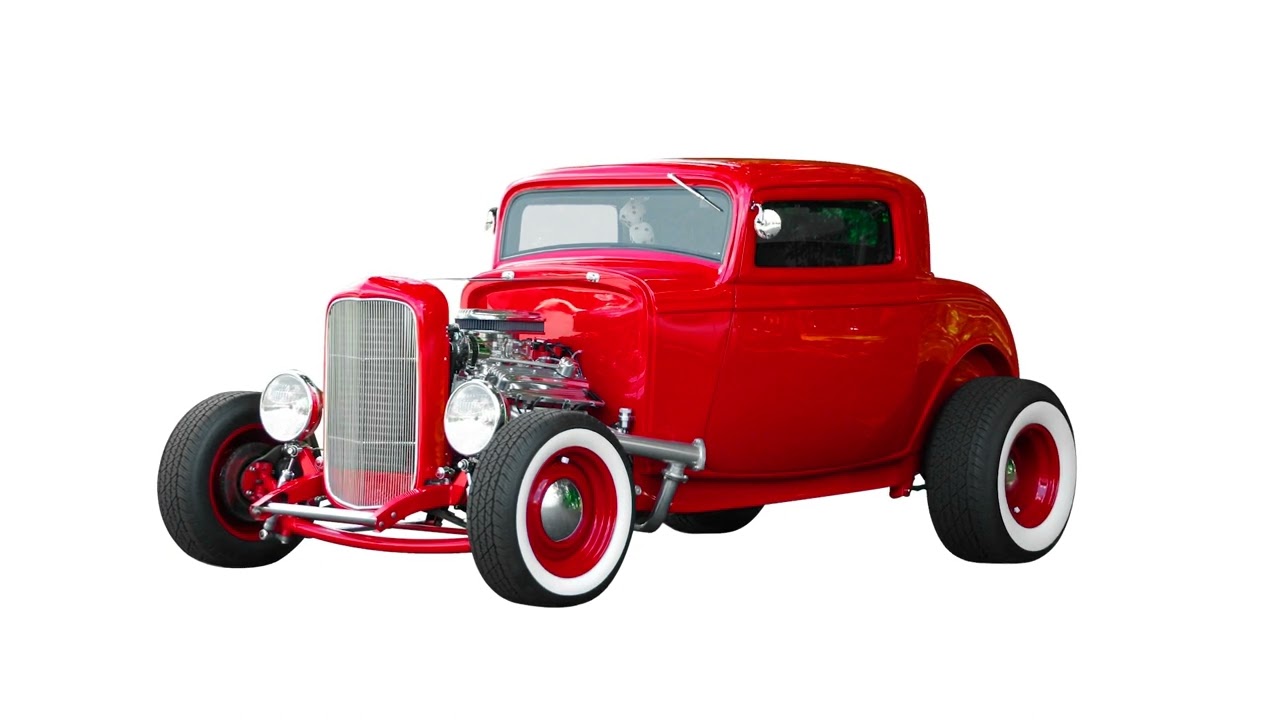 A 1932 red Ford 5.