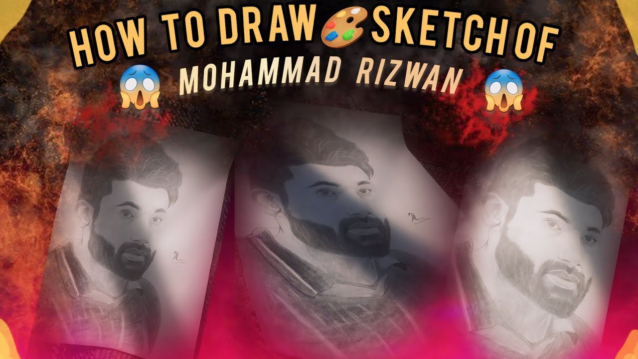 how to draw a sketch of mohammad rizwan...😱.......Mohammad rizwan pak cricketer...