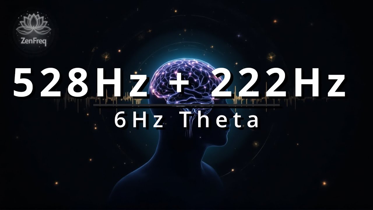 222 Hz Binaural Theta | Balance, Emotional Calm & Deep Meditation (528 Hz Support)