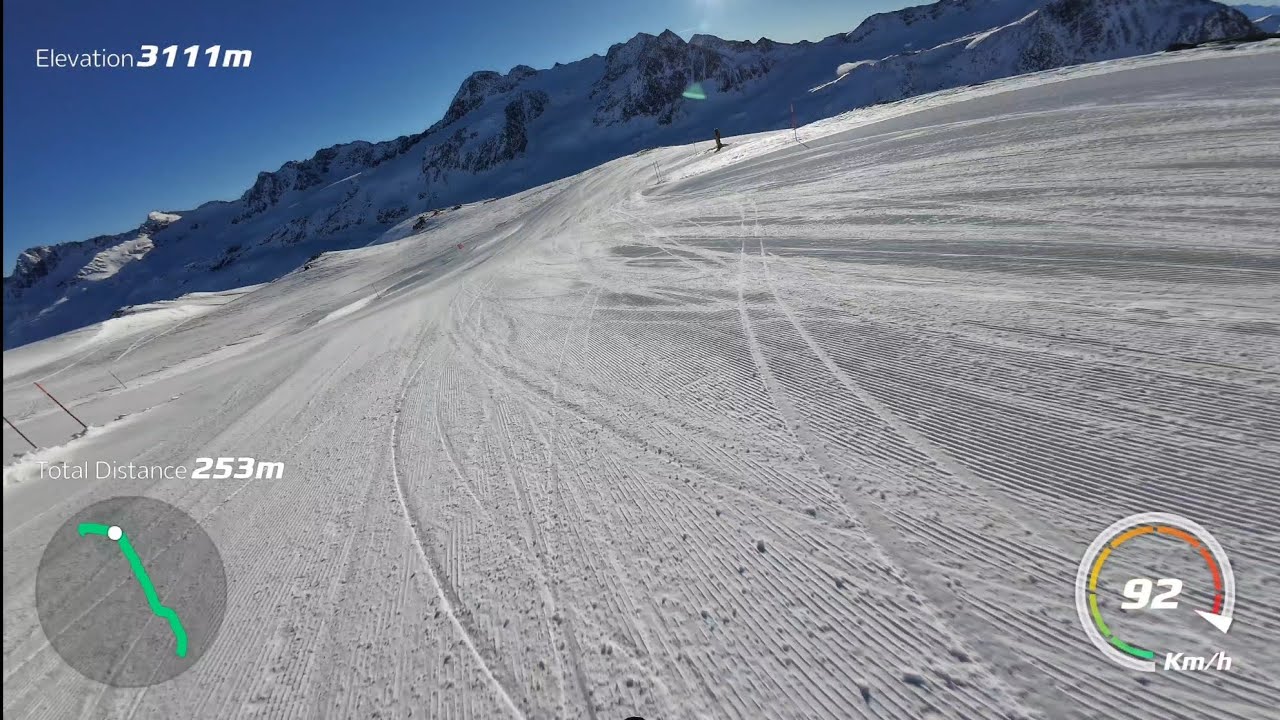 Run & Gun on the Bella Vista ski slope in Val Senales under the sun