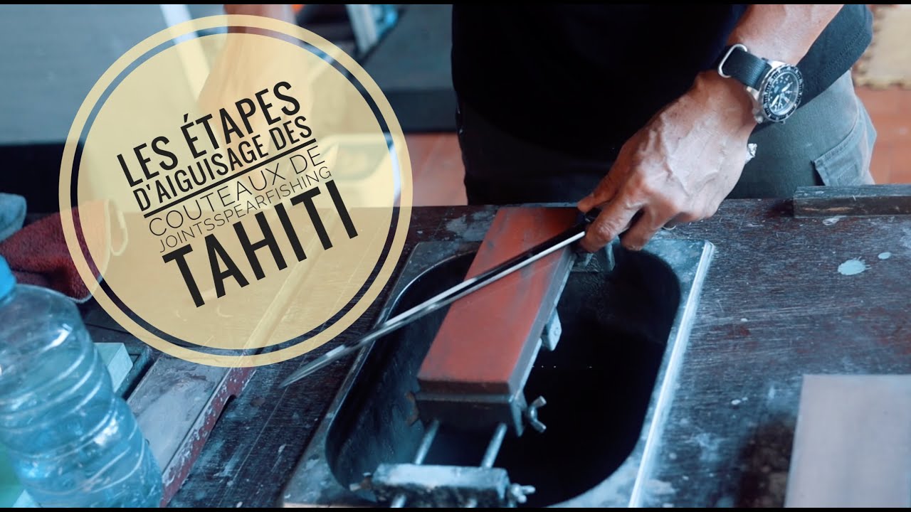 Aiguisage de Couteaux &agrave; la Pierre Naniwa - Client Joints Spearfishing Tahiti
