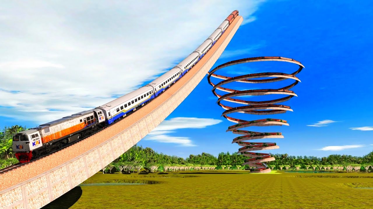 Jalur Kereta Api Spiral Raksasa Sangat Tinggi🚦Kereta Api Sangat Panjang🚇Jalur Rel Berputar Putar🚂