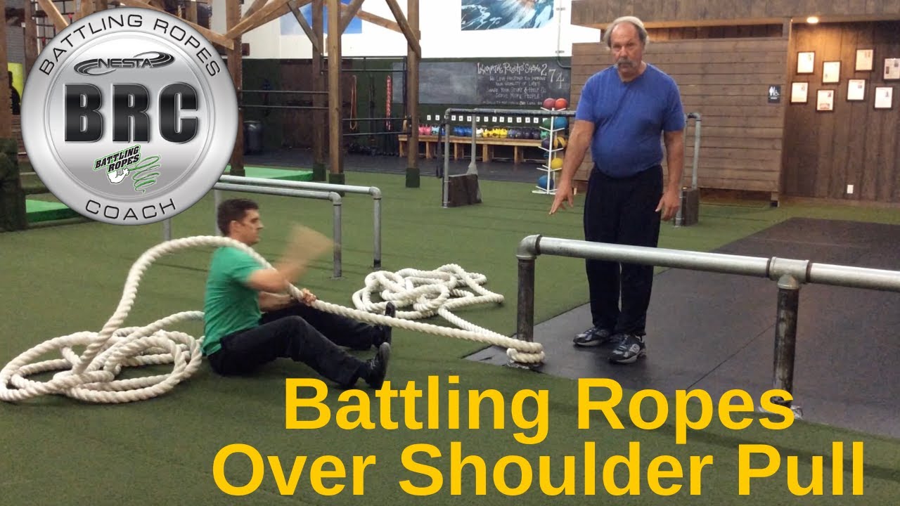 Battling Ropes Over Shoulder Pull
