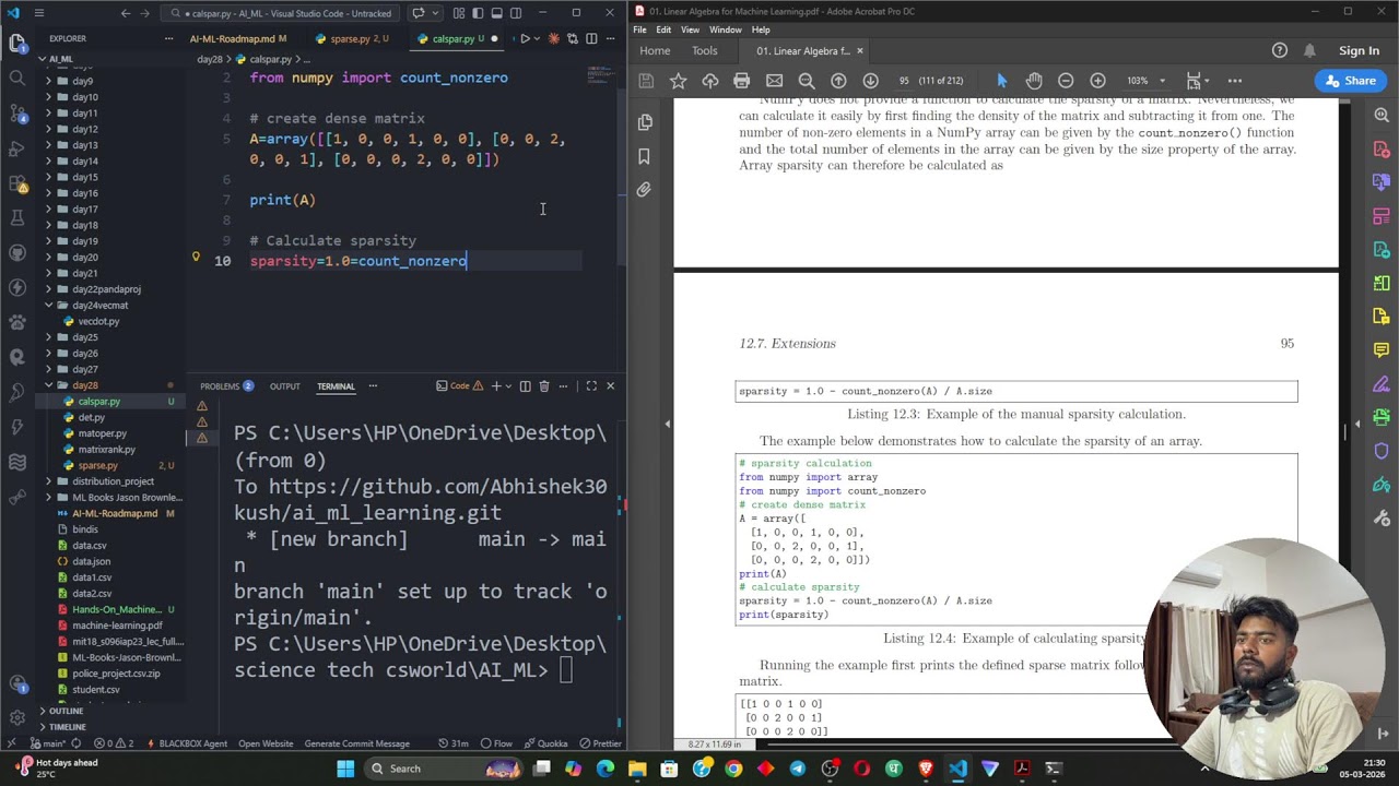 Learning AI From Zero –Vector & Matrices | Live Study With Me | Day 28 (II)