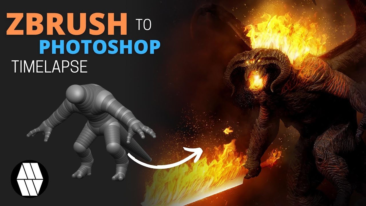 ZBrush to Photoshop Timelapse - 'Durin's Bane' Balrog concept