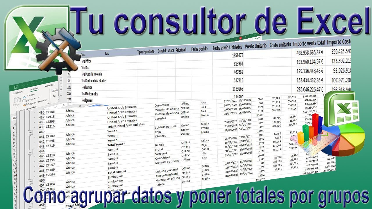 Como agrupar y crear totales por grupos y subgrupos.