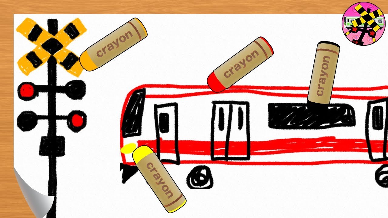 おえかきでんしゃとふみきりがうごきだす♪【Railroad crossing animation】