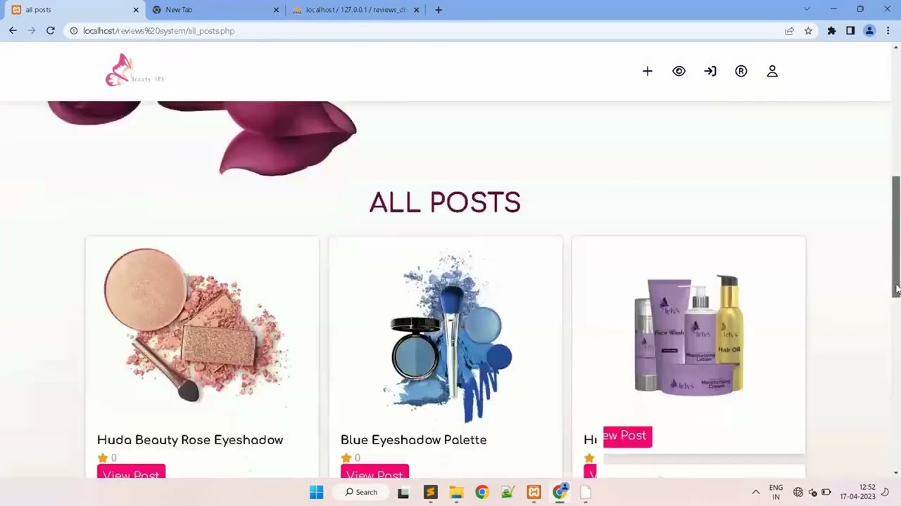 reviews system using html css js php and my sql