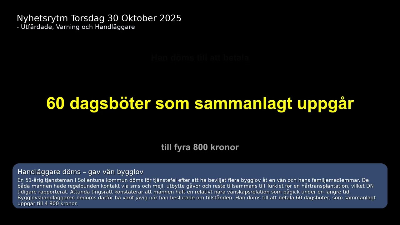 Nyhetsrytm 30 oktober 2025 &ndash; SMHI: Vi utf&auml;rdade f&ouml;r svag varning