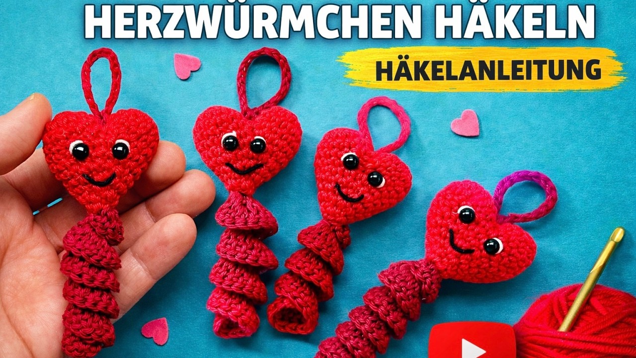 Herzwürmchen häkeln | Schnell & süß 😍| Schlüsselanhänger