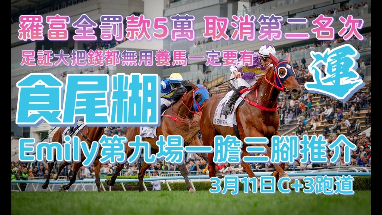 羅富全罰款5萬||取消第二名次||足証大把錢都無用||養馬一定要有運||食尾糊||Emily第九場一膽三腳推介||3月11日C+3跑道