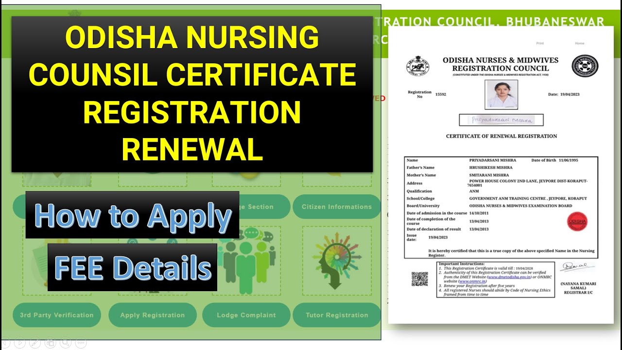Odisha Nursing Counsil Certificate Registration Renewal