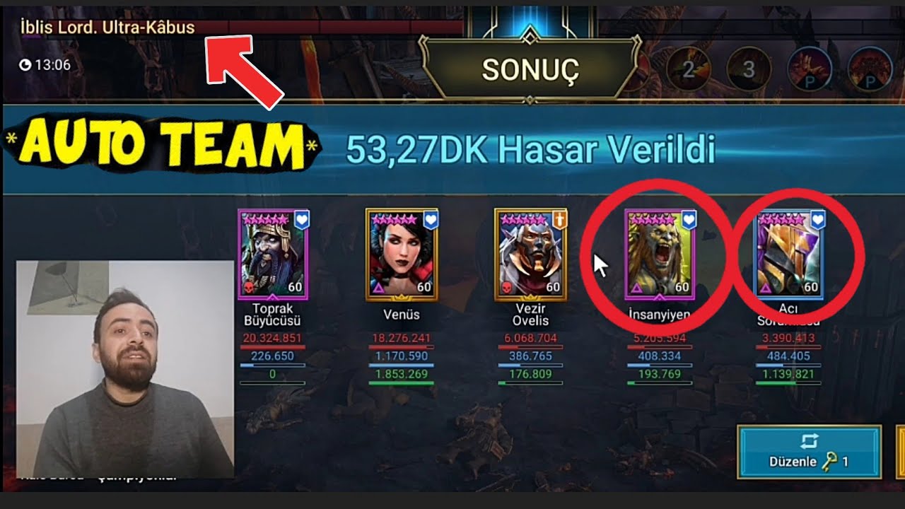 FULL OTO İnsan Yiyen Aci Sorumlusu ÖLÜMSÜZ AYARI | RAID: Shadow Legends Türkçe