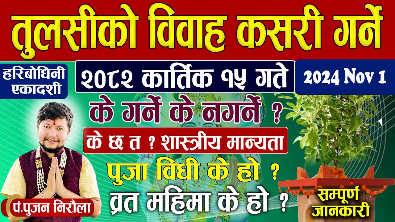 तुलसीको विवाह कसरी गर्ने ? पुजा विधी के हो ? के छ त शाश्त्रीय मान्यता ? व्रत महिमा के हो ?सजिलो विधी