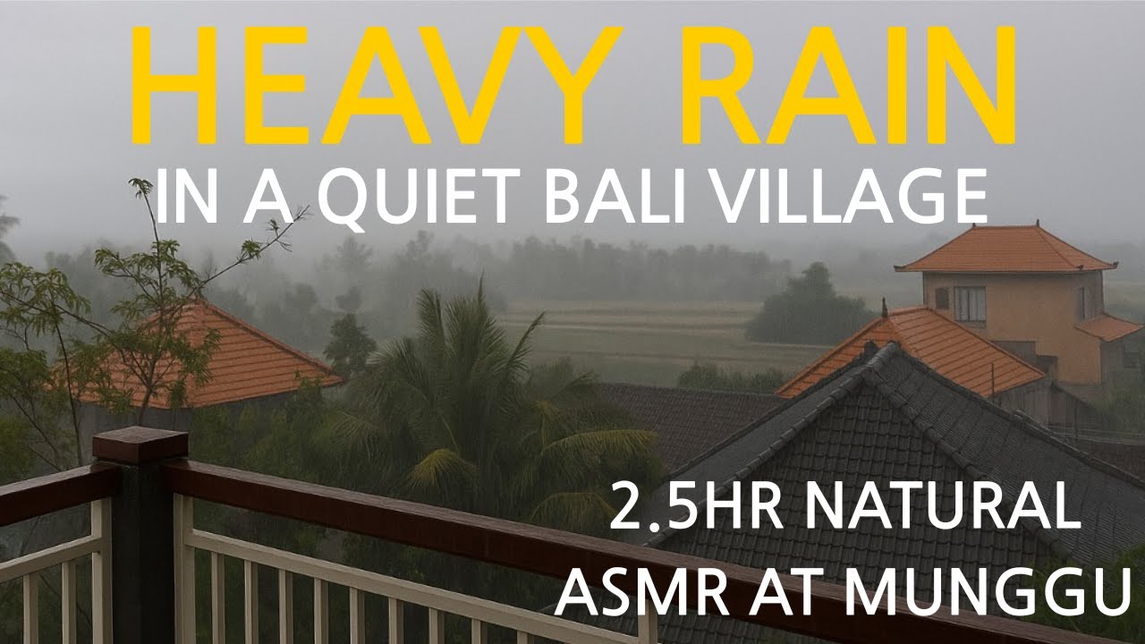 Heavy Rain in a Quiet Bali Village | 2.5hr Natural ASMR at Munggu